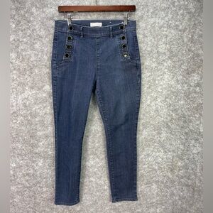 LOFT Jeans Womens 6P Blue Modern Skinny Petite High Rise sailor buttons